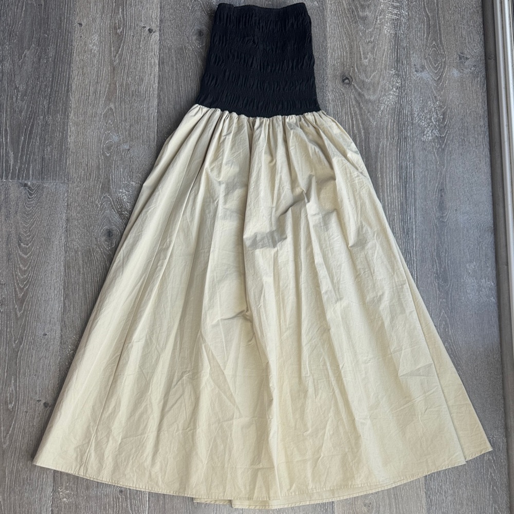 Strapless Two-Tone Maxi Dress in Black and Cream